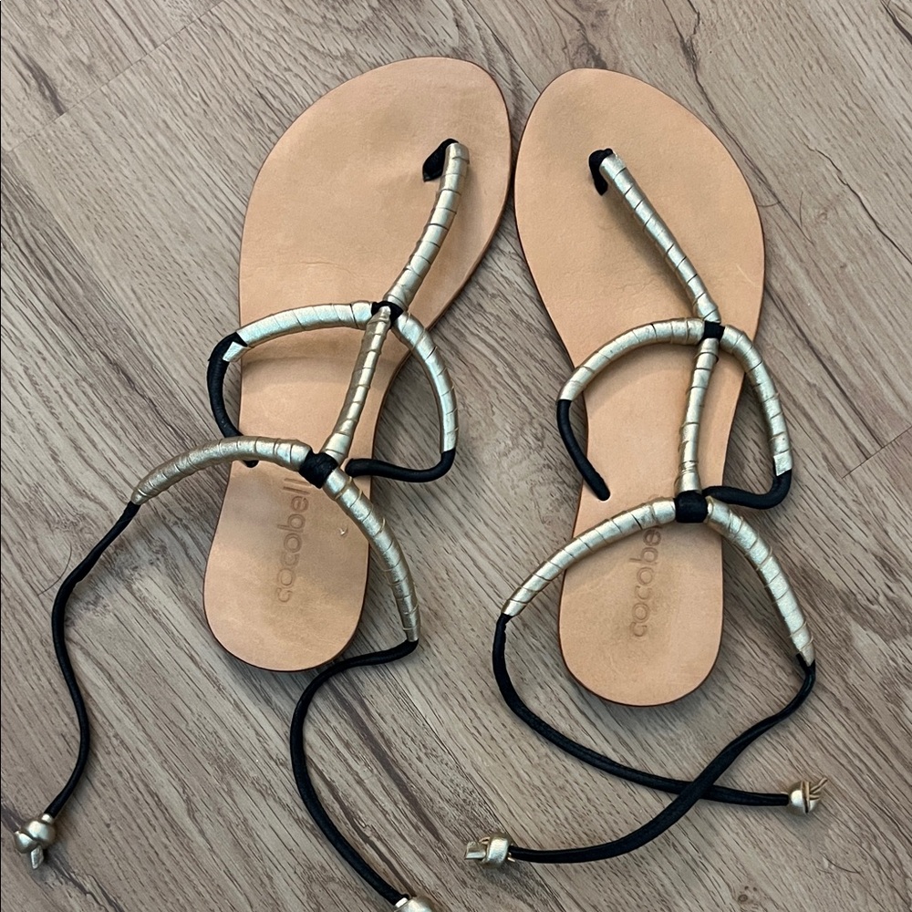Elegant Black and Tan Beaded Sandals